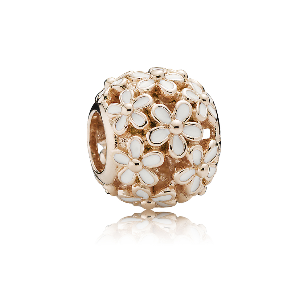 Openwork Daisy Pandora Rose Bedel With White Enamel - 780004En12