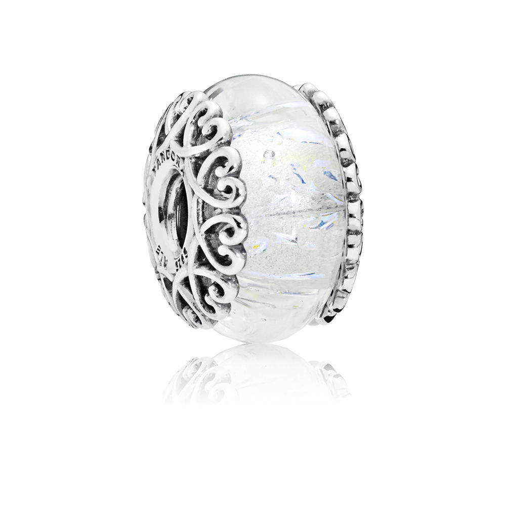 PANDORA Iridescent White Glass Bedel 797617