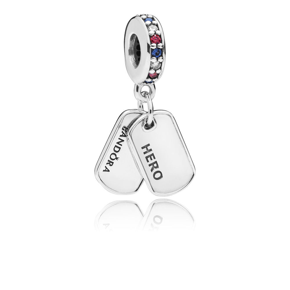 Pandora Zilveren Held Dog Tag Hangende Bedel 797659CZrmx