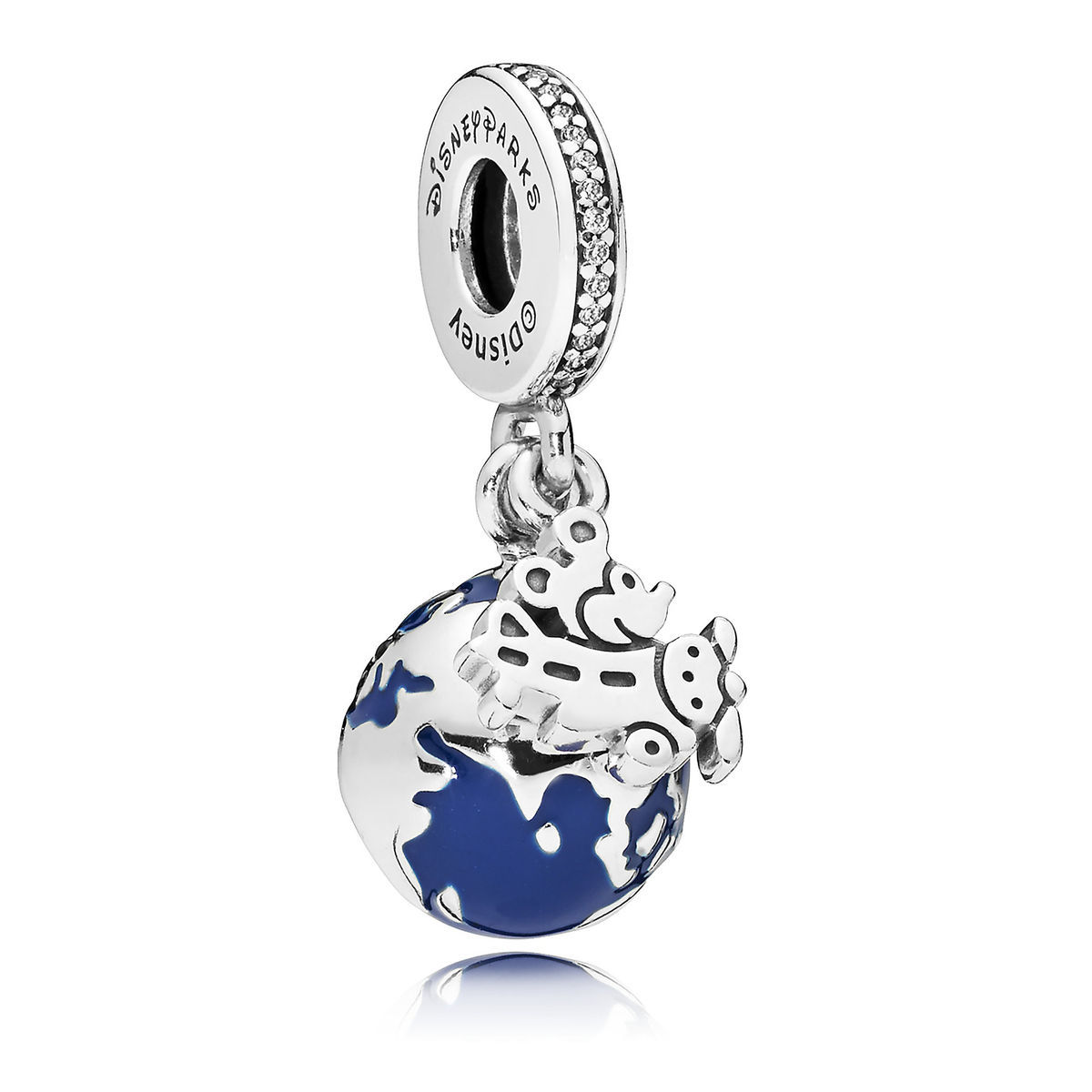 Pandora Zilveren Mickey Mouse Globe Hangende Bedel 7501057371914P