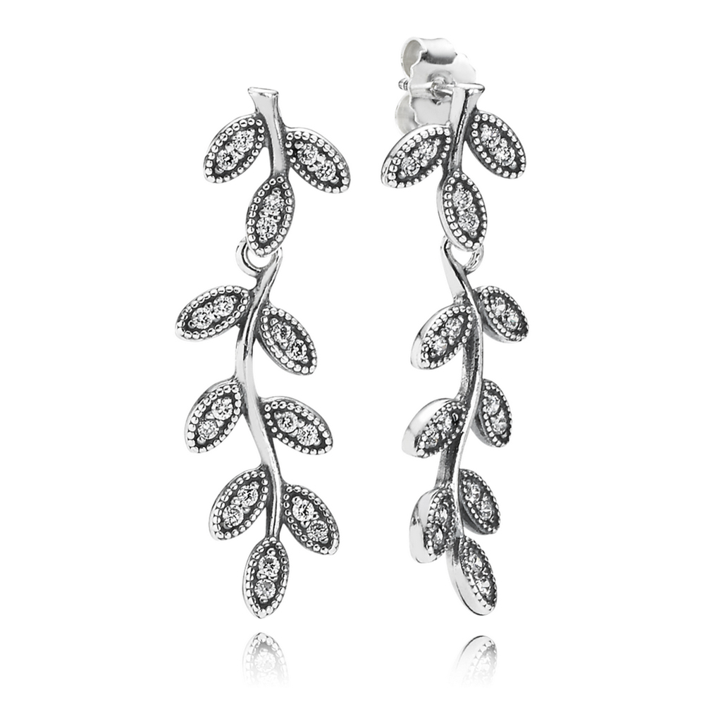 PANDORA Leaves Silver Hanging Earrings With Cubic Zirconia - 290565CZ