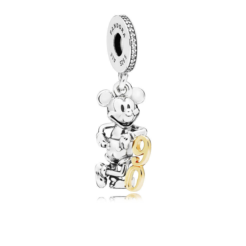 Pandora Zilver En 14K Goud Disney, Mickey'S 90-Jarig Jubileum Beperkte Editie Hangende Bedel B801005