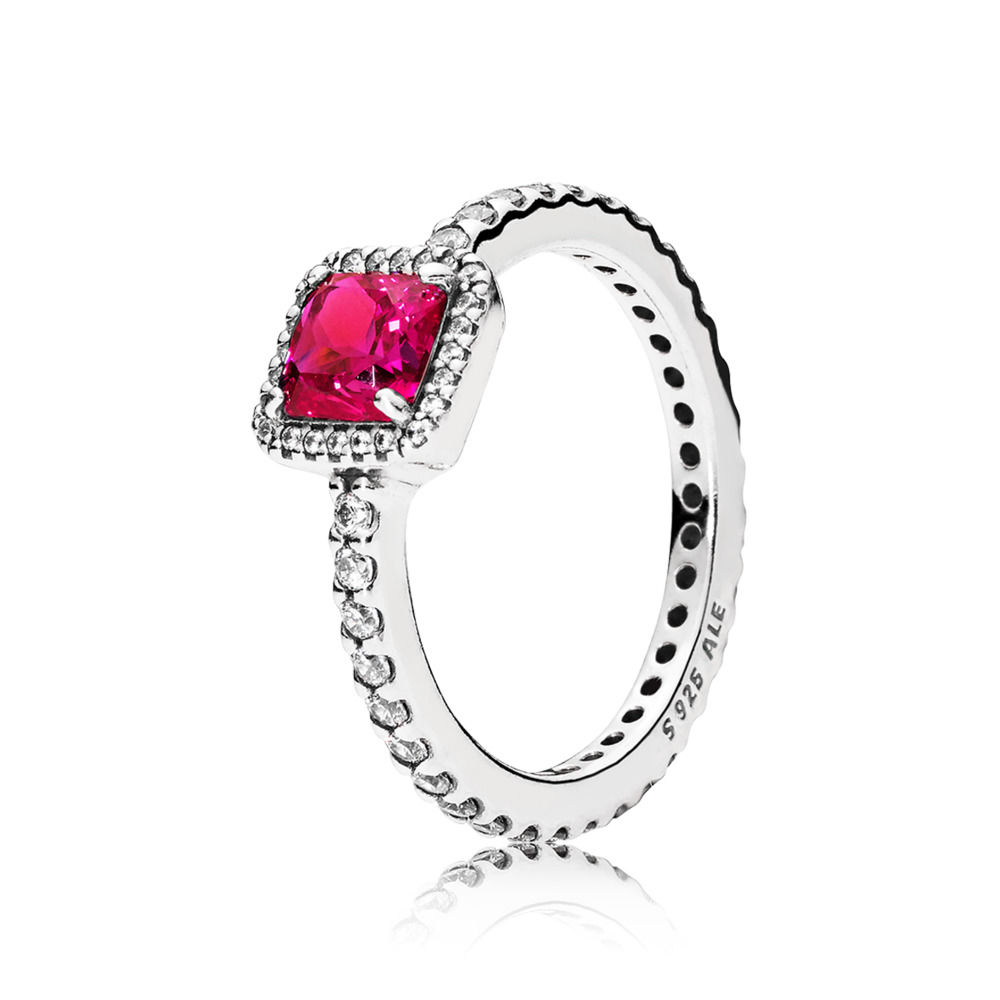 PANDORA Tijdloze Elegance Ring, Synthetische Robijn En Clear CZ 190947SRU