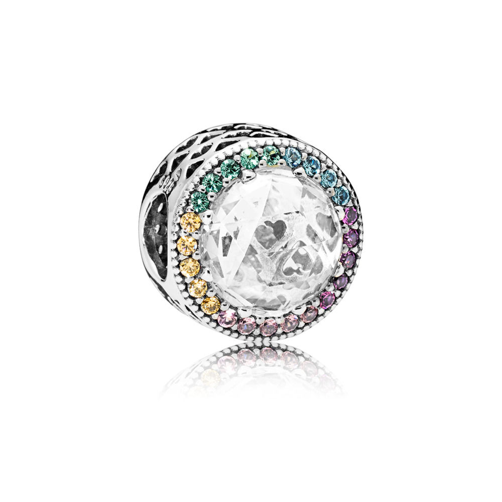 Pandora Zilveren Multi-Color Stralende Harten Bedel 791725CZmx