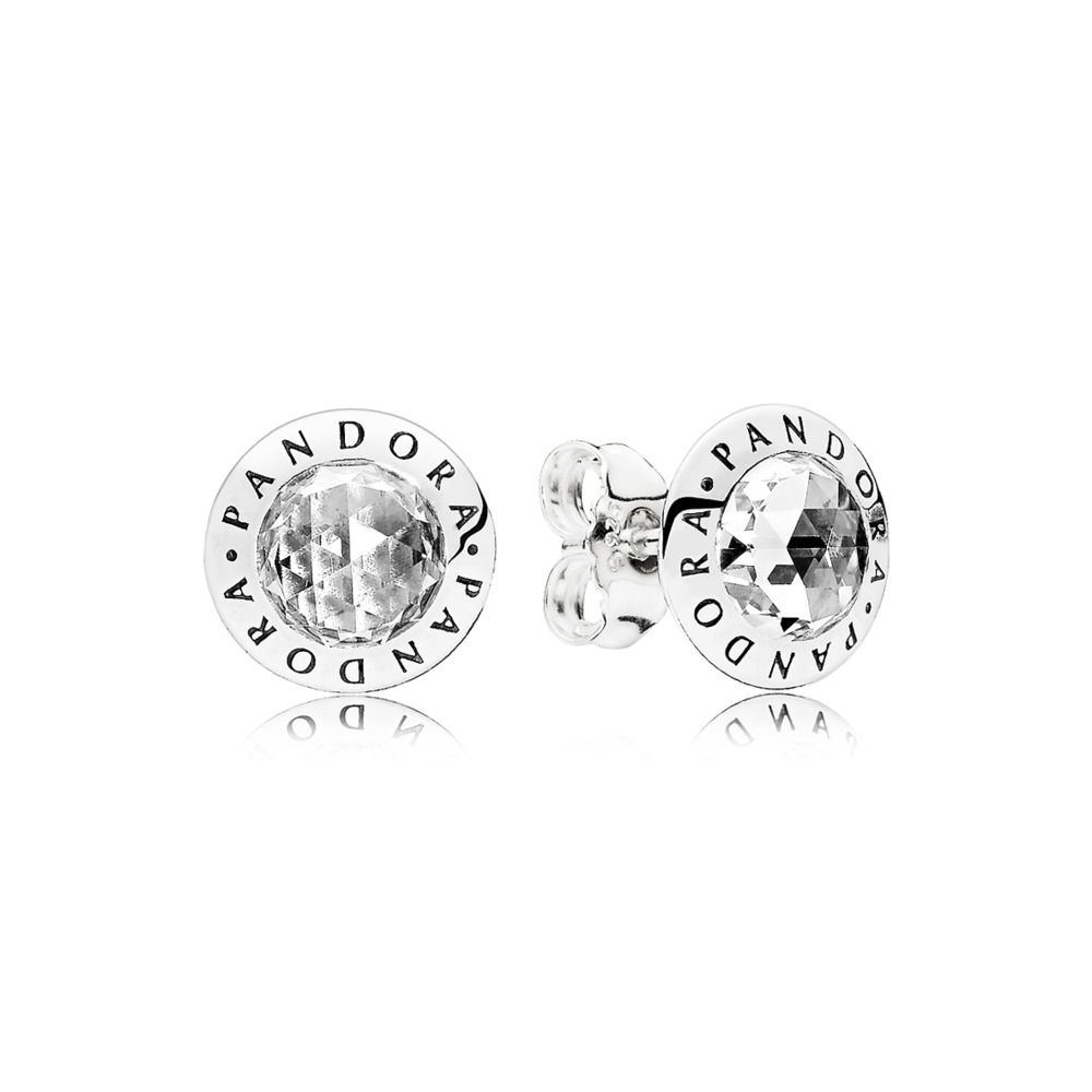 Pandora Zilveren Stralend Logo Oorbellen 296216CZ