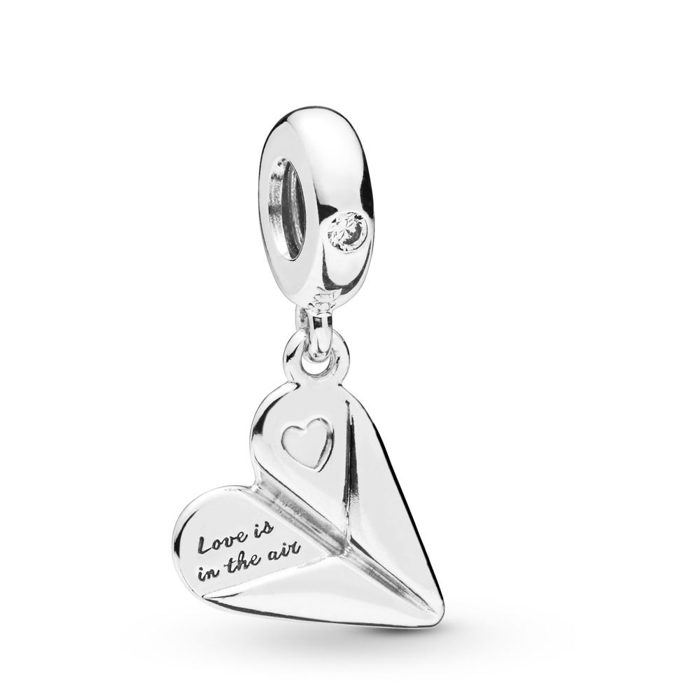 Pandora Zilveren Hart Papier Vliegtuig Hangende Bedel 797876CZ