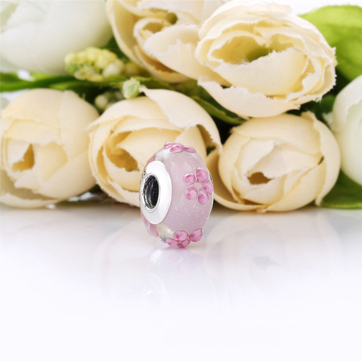 Pandora Zilveren Roze Bloemglas Bedel 797901