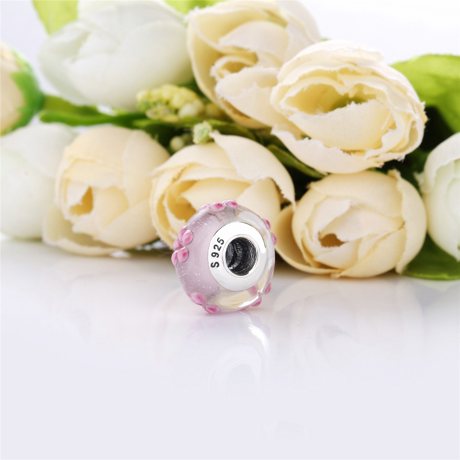 Pandora Zilveren Roze Bloemglas Bedel 797901