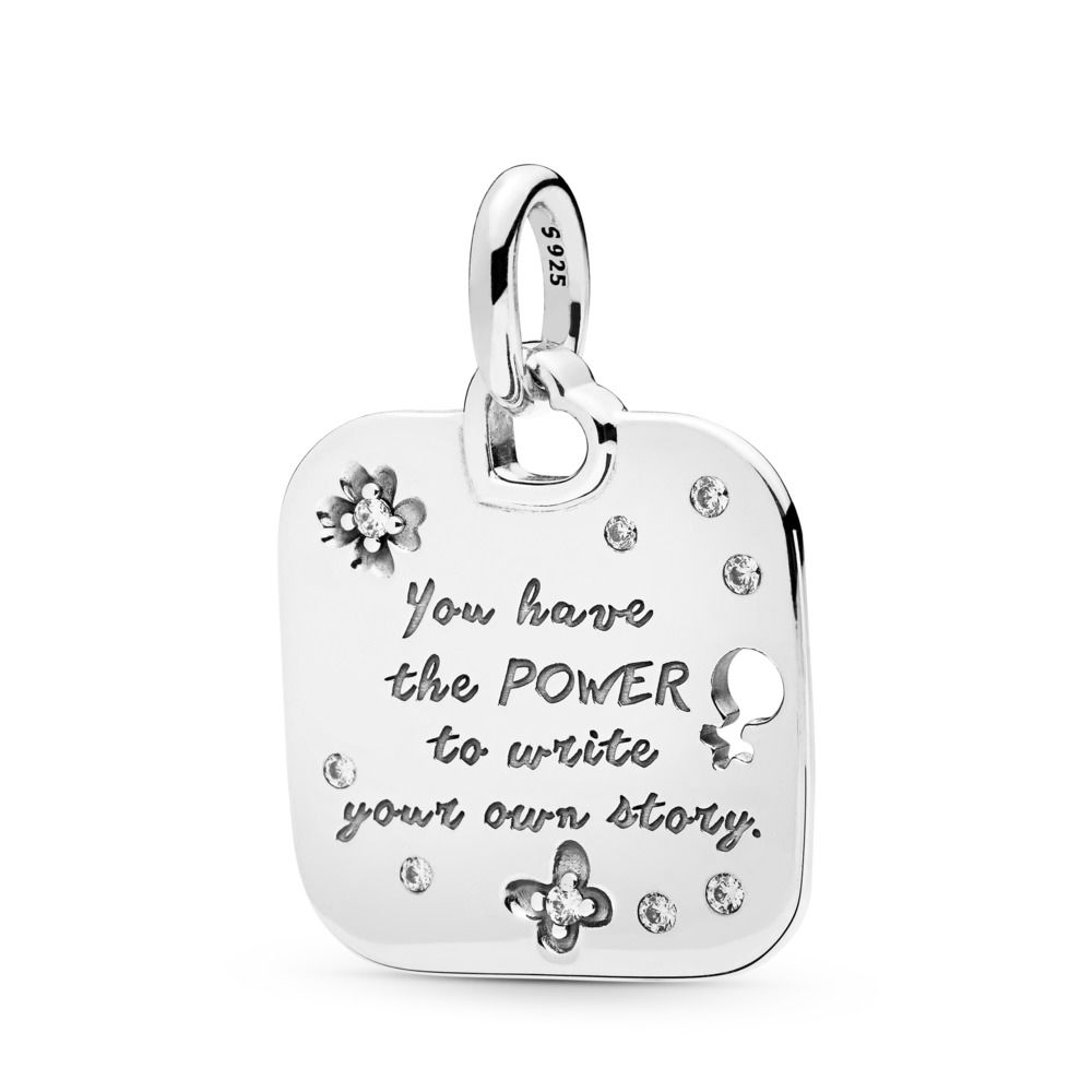 Pandora Zilveren Vrouwelijke Empowerment Motto Hanger 397916CZ