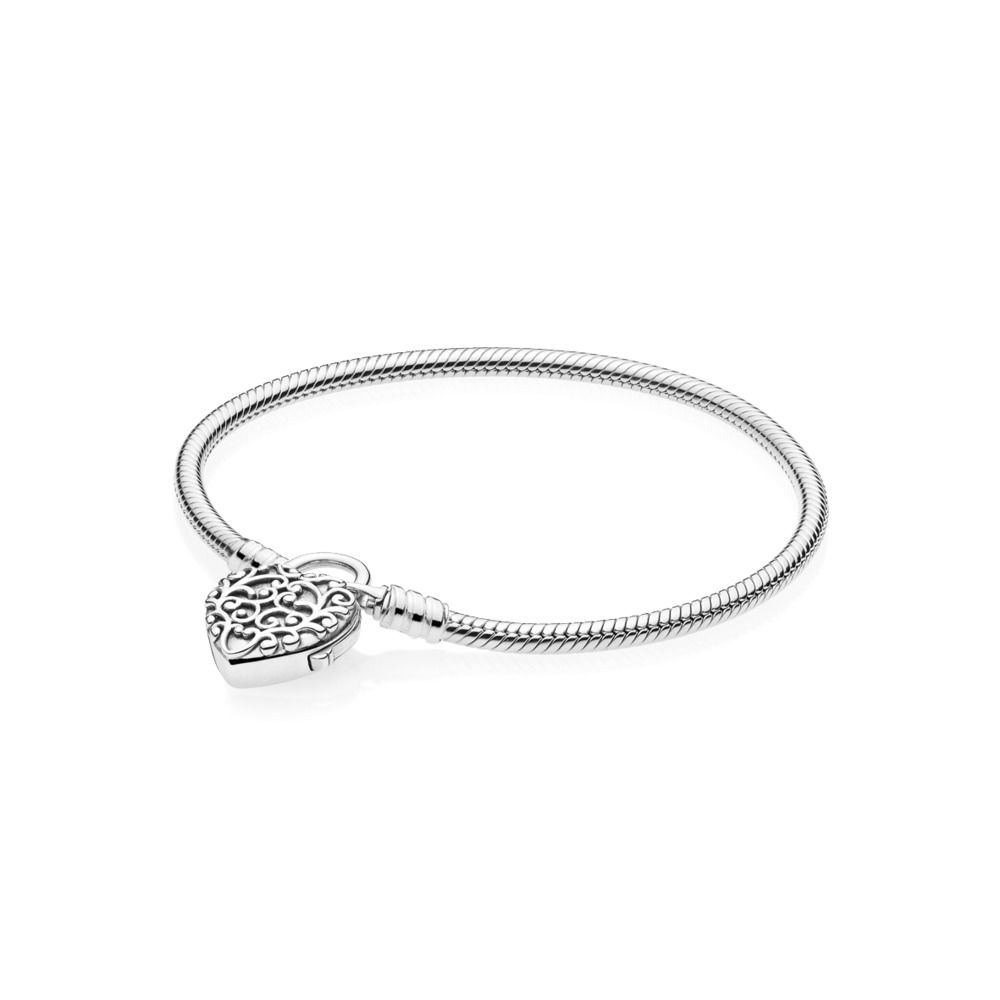 Pandora Moments Smooth Silver Padlock Armband - 597602