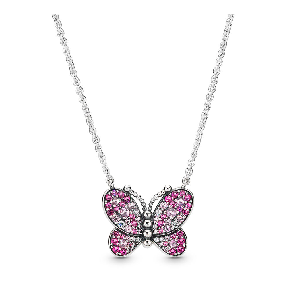 Pandora Dazzling Pink Butterfly Ketting - 397931Nccmx-50