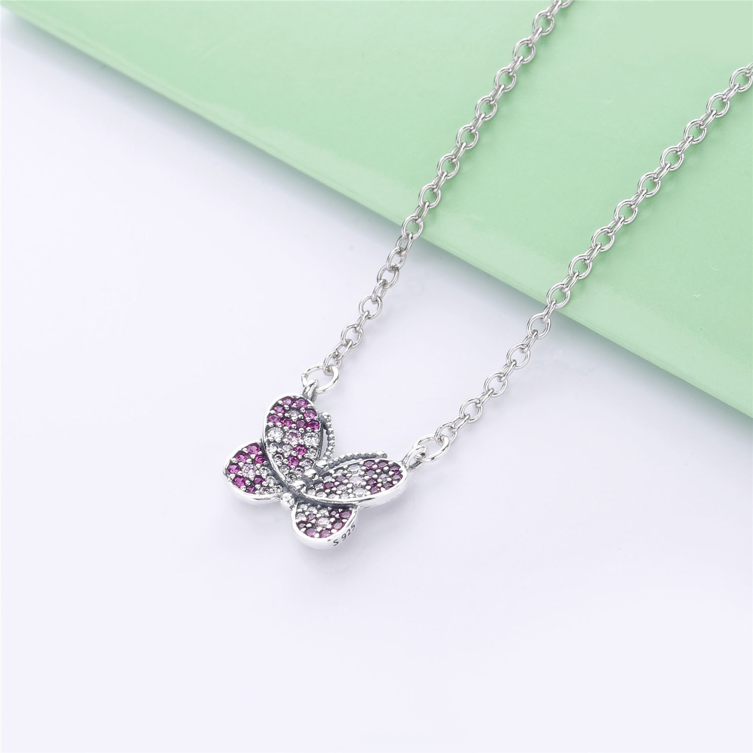 Pandora Dazzling Pink Butterfly Ketting - 397931Nccmx-50