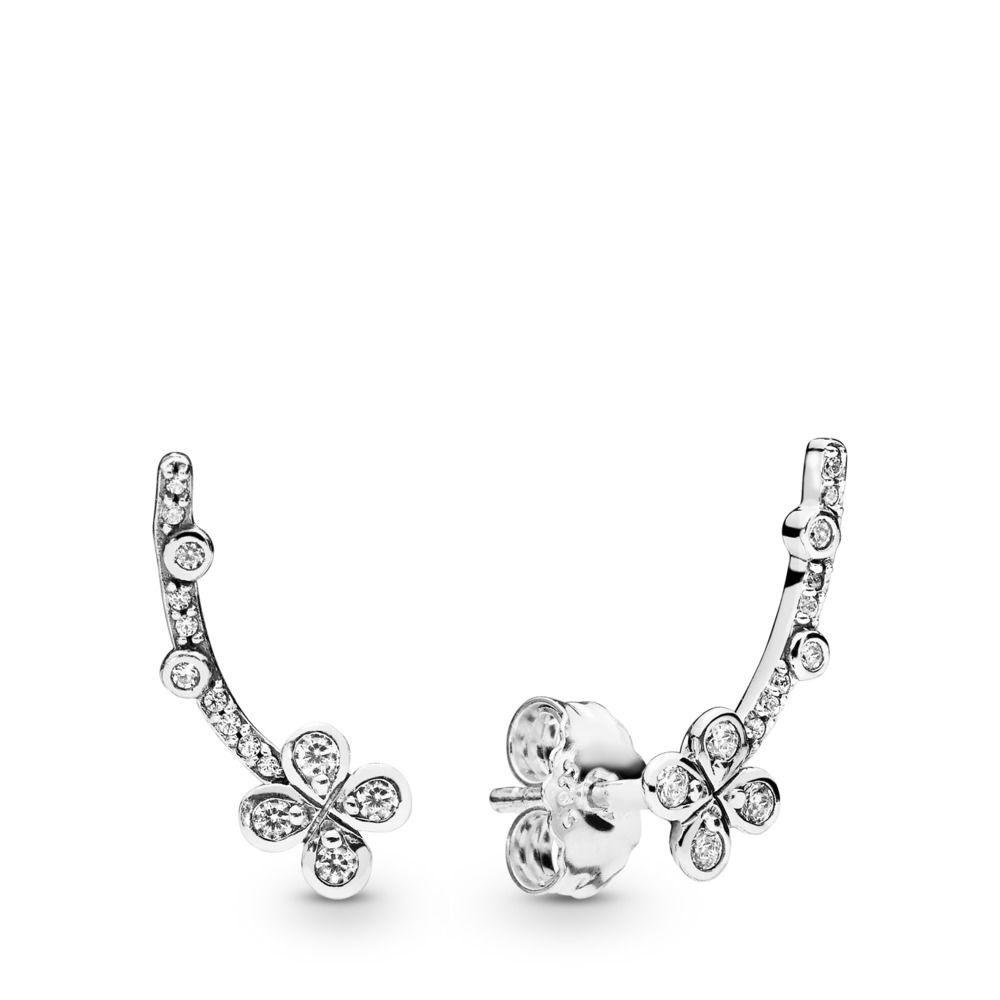 Pandora Draped Four-Petal Flowers Oorbellen - 297936CZ