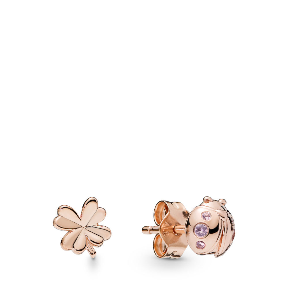 Pandora Four-Leaf Clover & Ladybird Oorbellen - 287960Npo