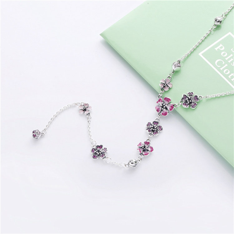 Pandora Perzik Bloesem Bloem Ketting - 398074Nccmx