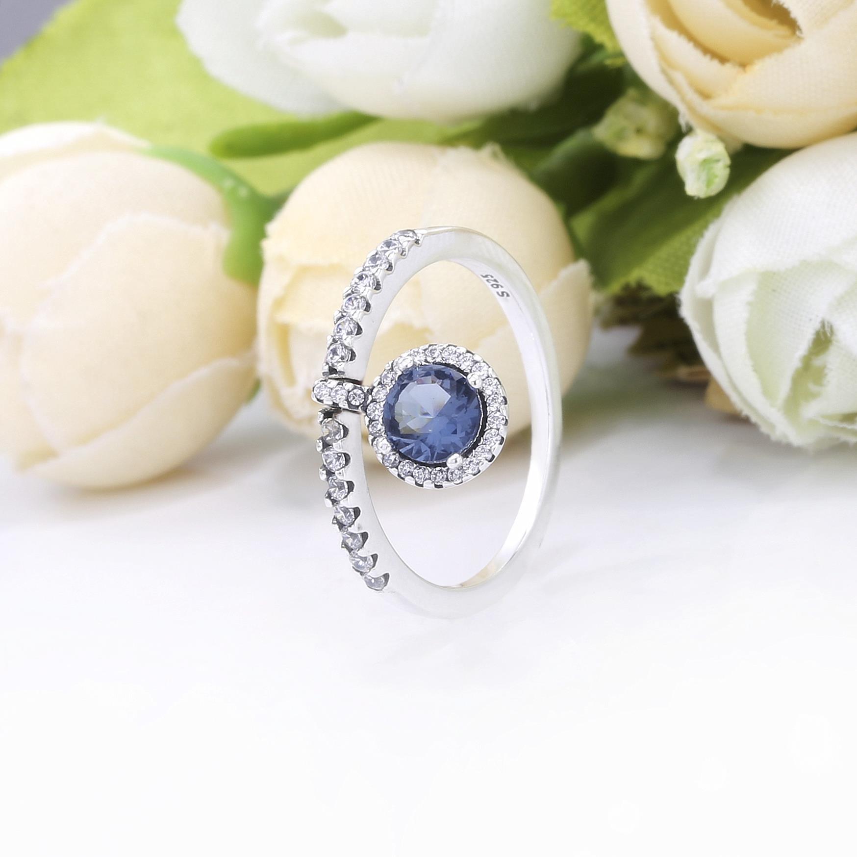 Pandora Blue Bungelende Ronde Sparkle Ring 198491C01B