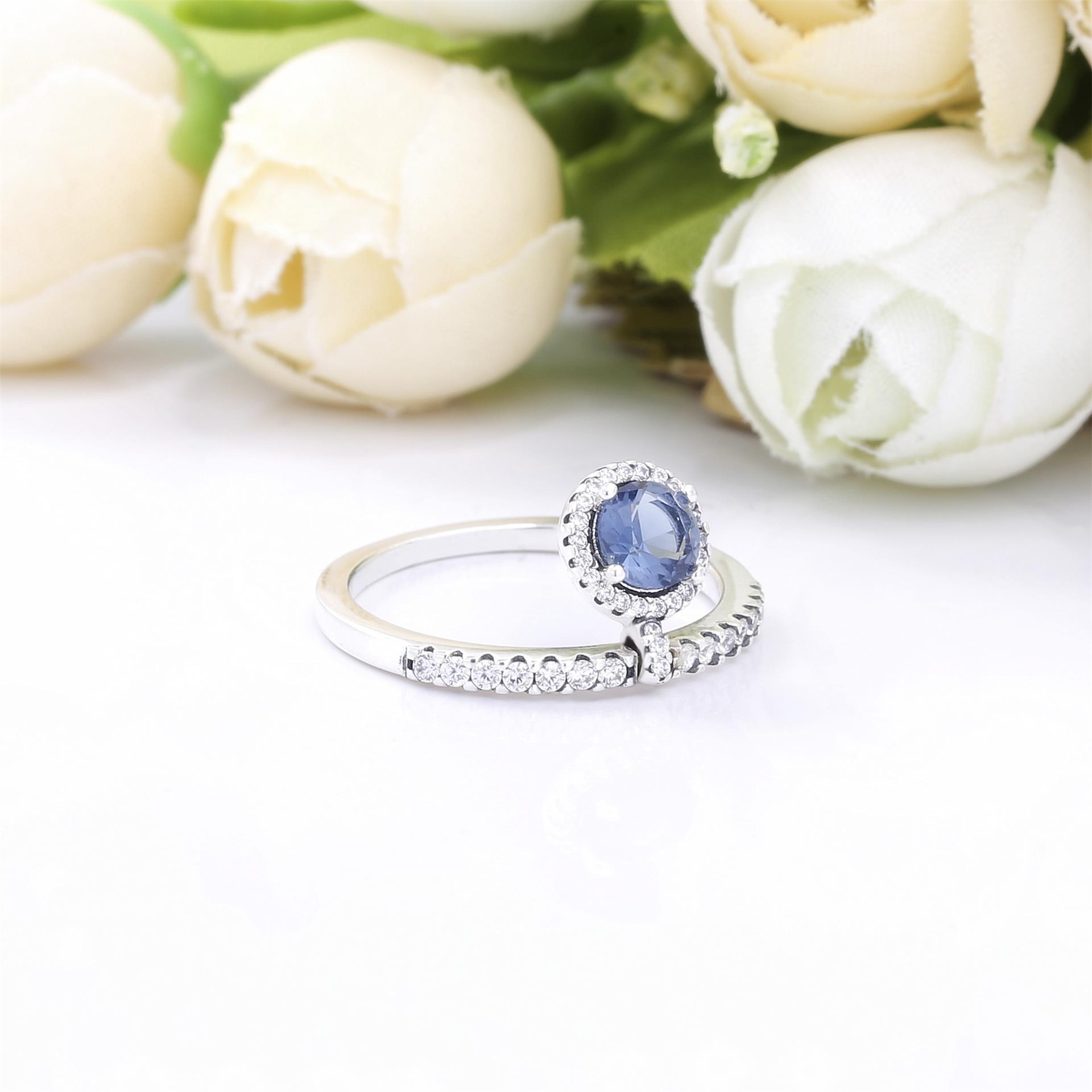 Pandora Blue Bungelende Ronde Sparkle Ring 198491C01B