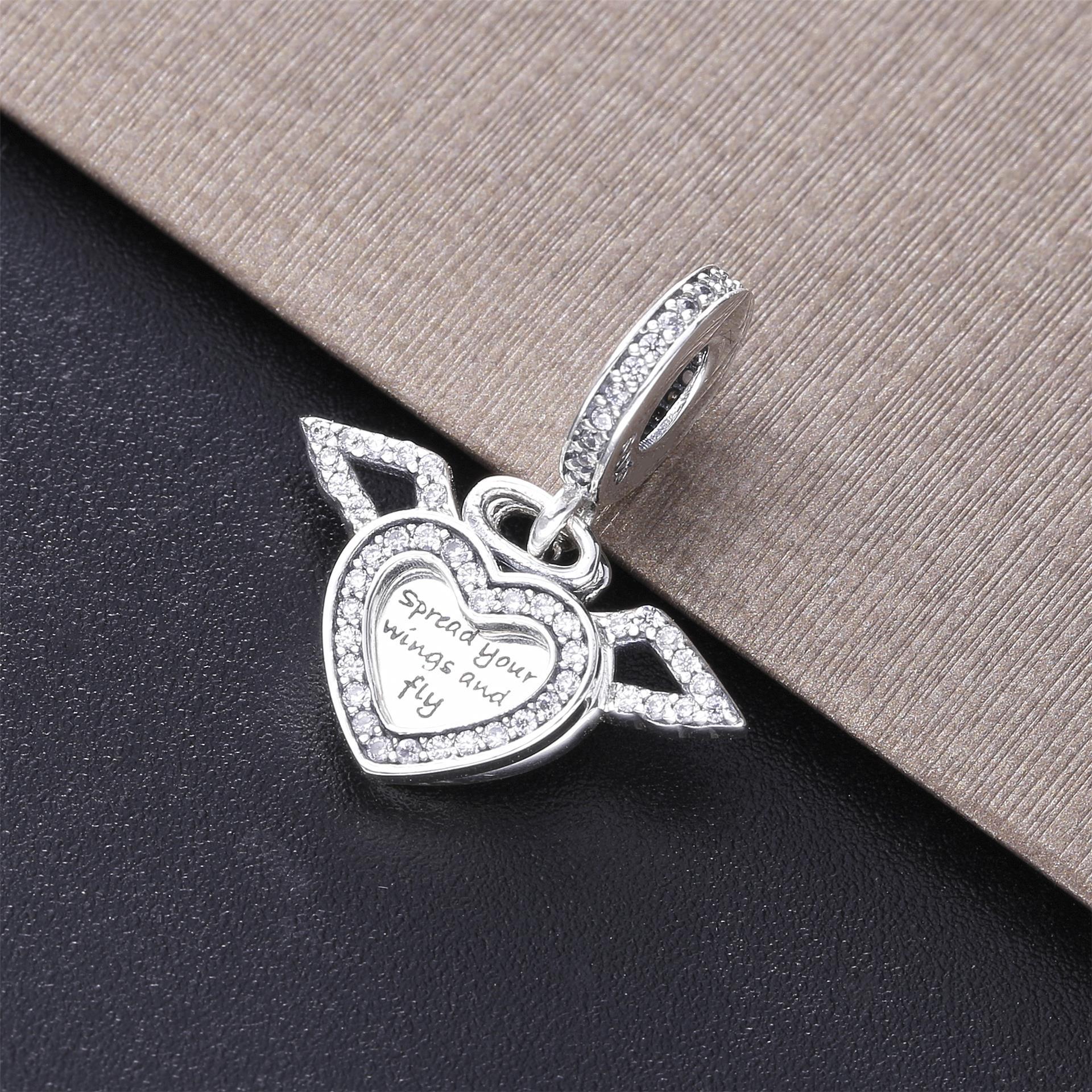 Pandora Pave Hart & Engelenvleugels 925 Sterling Zilveren Ketting 398505C01-45