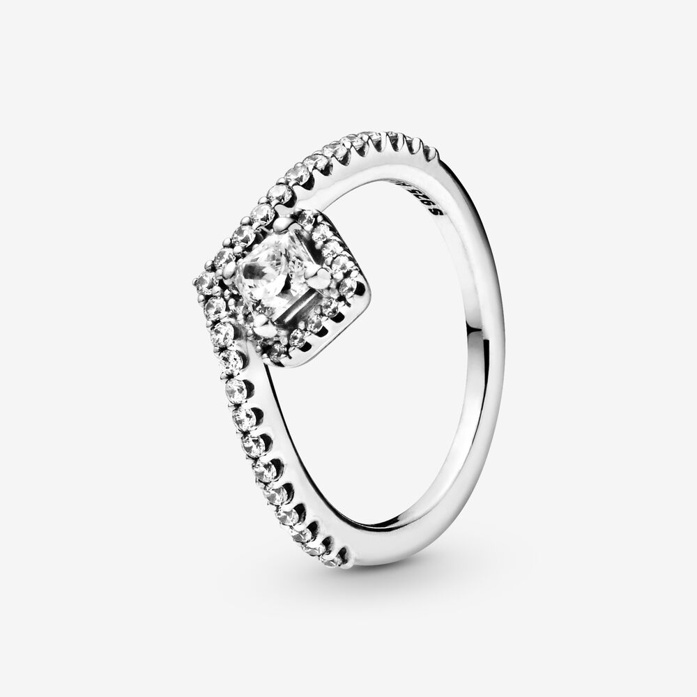 Pandora Square Sparkle Wishbone Ring 198420C01