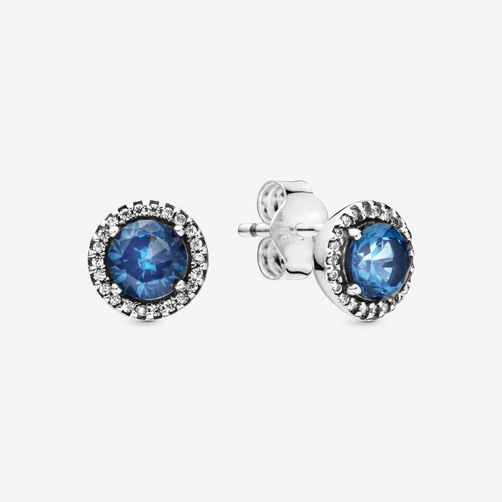 Pandora Blue Round Sparkle Oorknopjes 296272C01