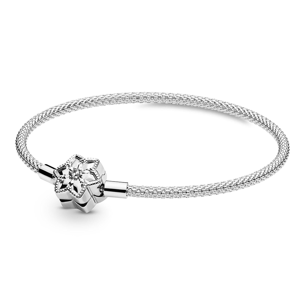 PANDORA Moments Heldere Sneeuwvlok Mesh-Armband 598616C01