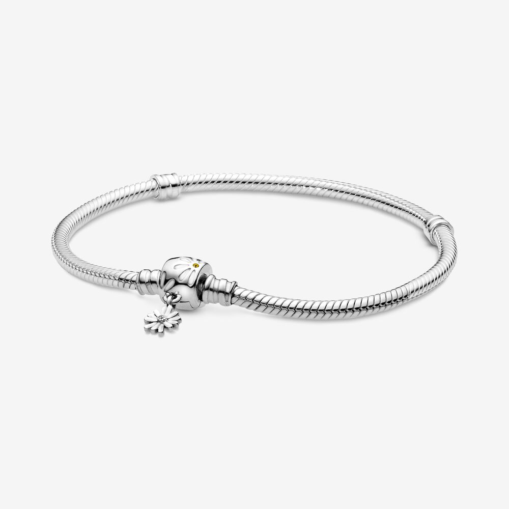 PANDORA Moments Snake Chain Armband Met Madeliefje Sluiting 598776C01