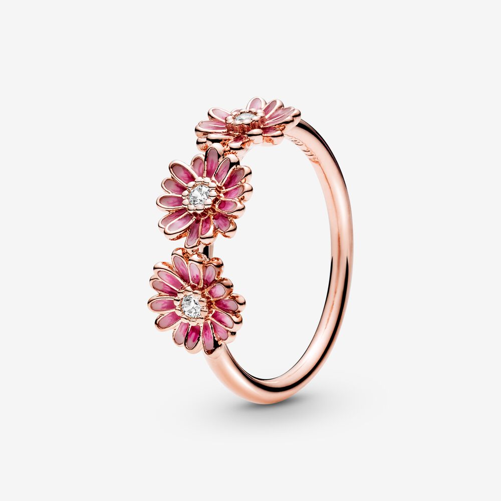 PANDORA Roze Madeliefjes Trio Ring 188792C01