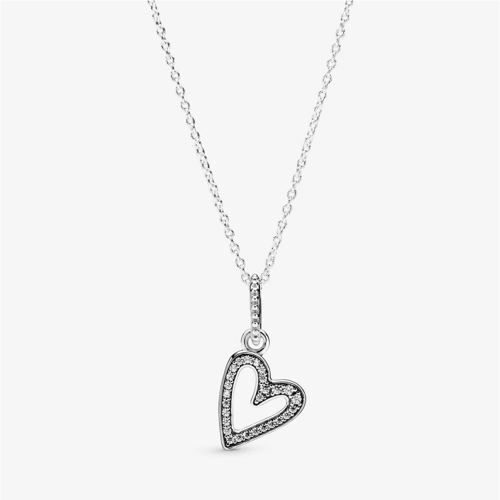 PANDORA Sprankelend Vrije Hand Hart Ketting Met Hanger 398688C01