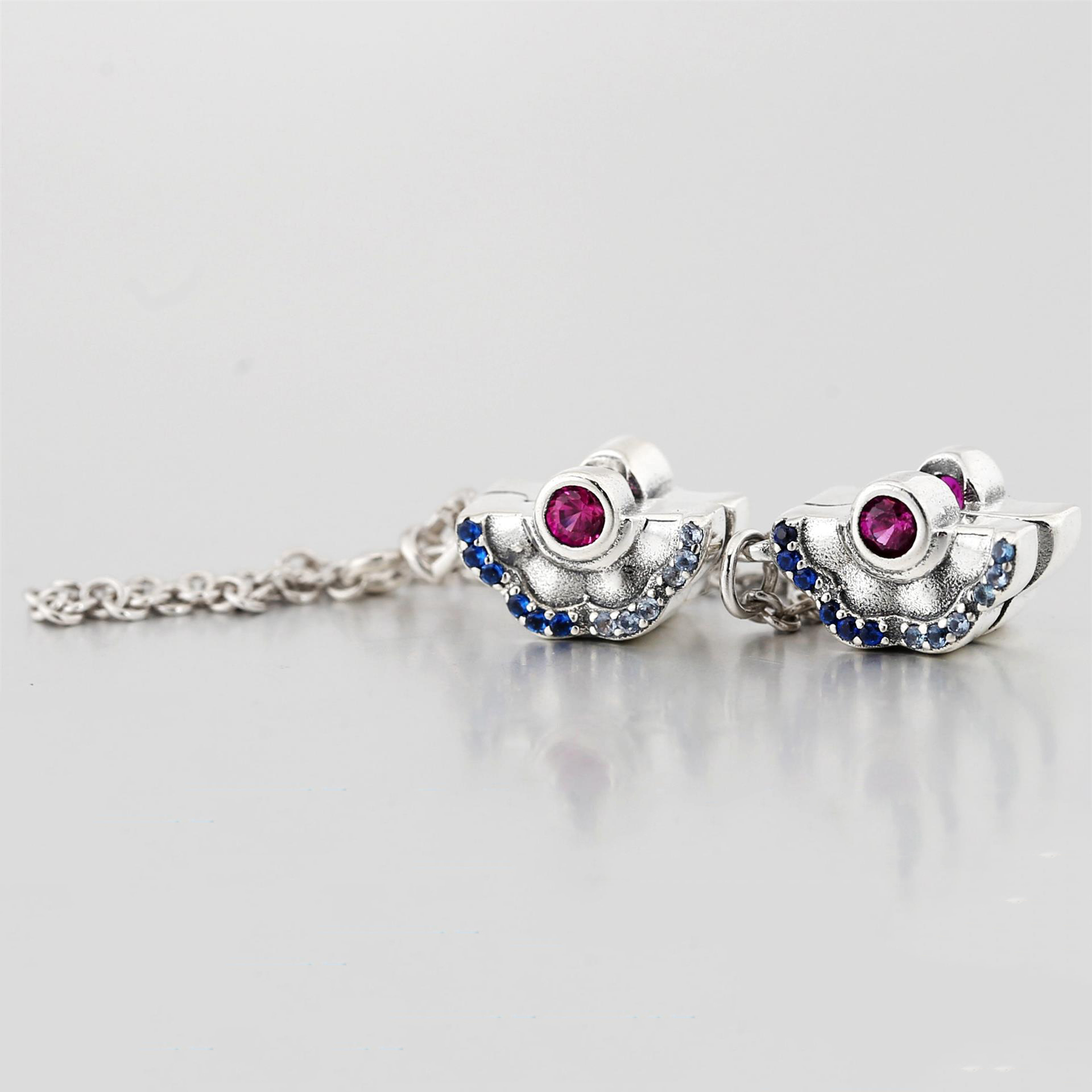 PANDORA Blue Pink Fan Veiligheidsketting Clipbedel - 798163SRUMX