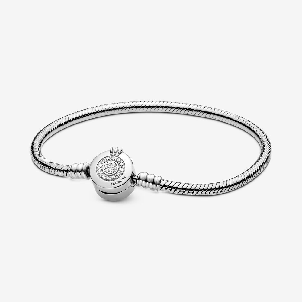 Pandora Moments Sprankelende Crown O Snake Chain Armband - 599046C01