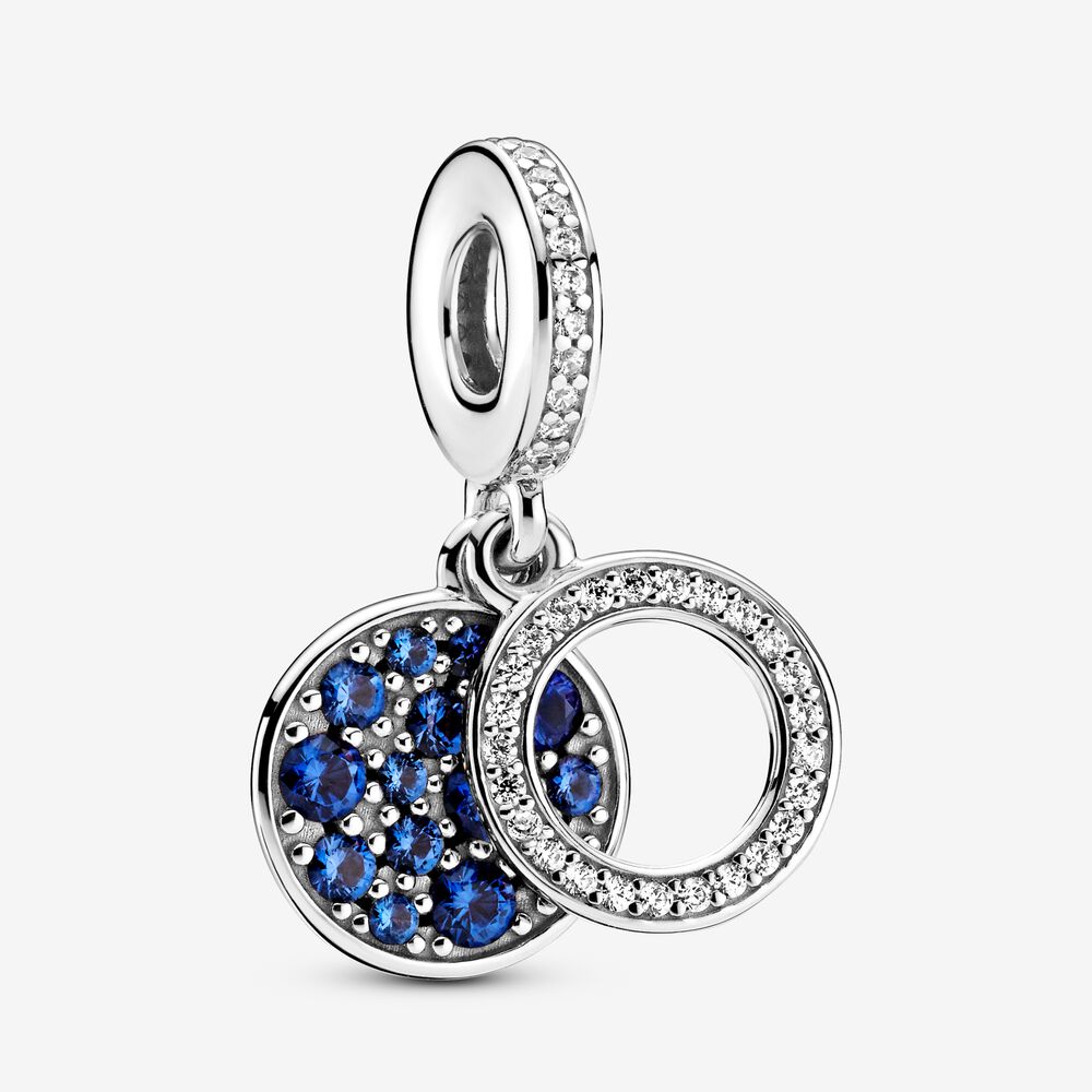 Sparkling Blue Disc Double Dangle Charm 799186c01