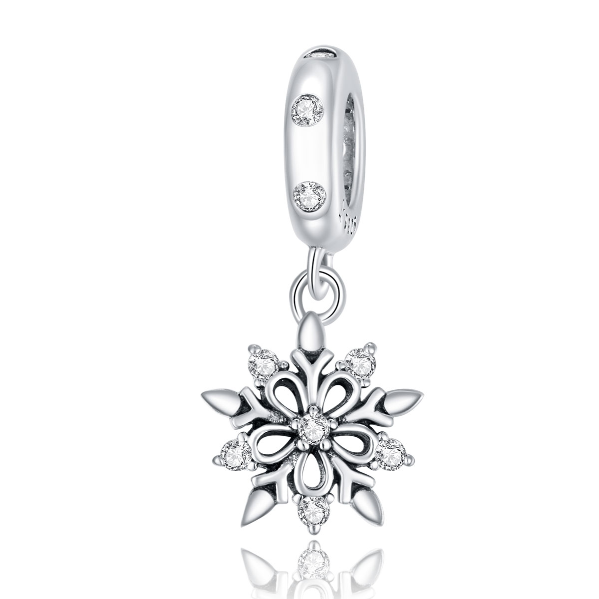 Pandora Style Crystal Snowflake Dangle Hangende Bedel - SCC1649