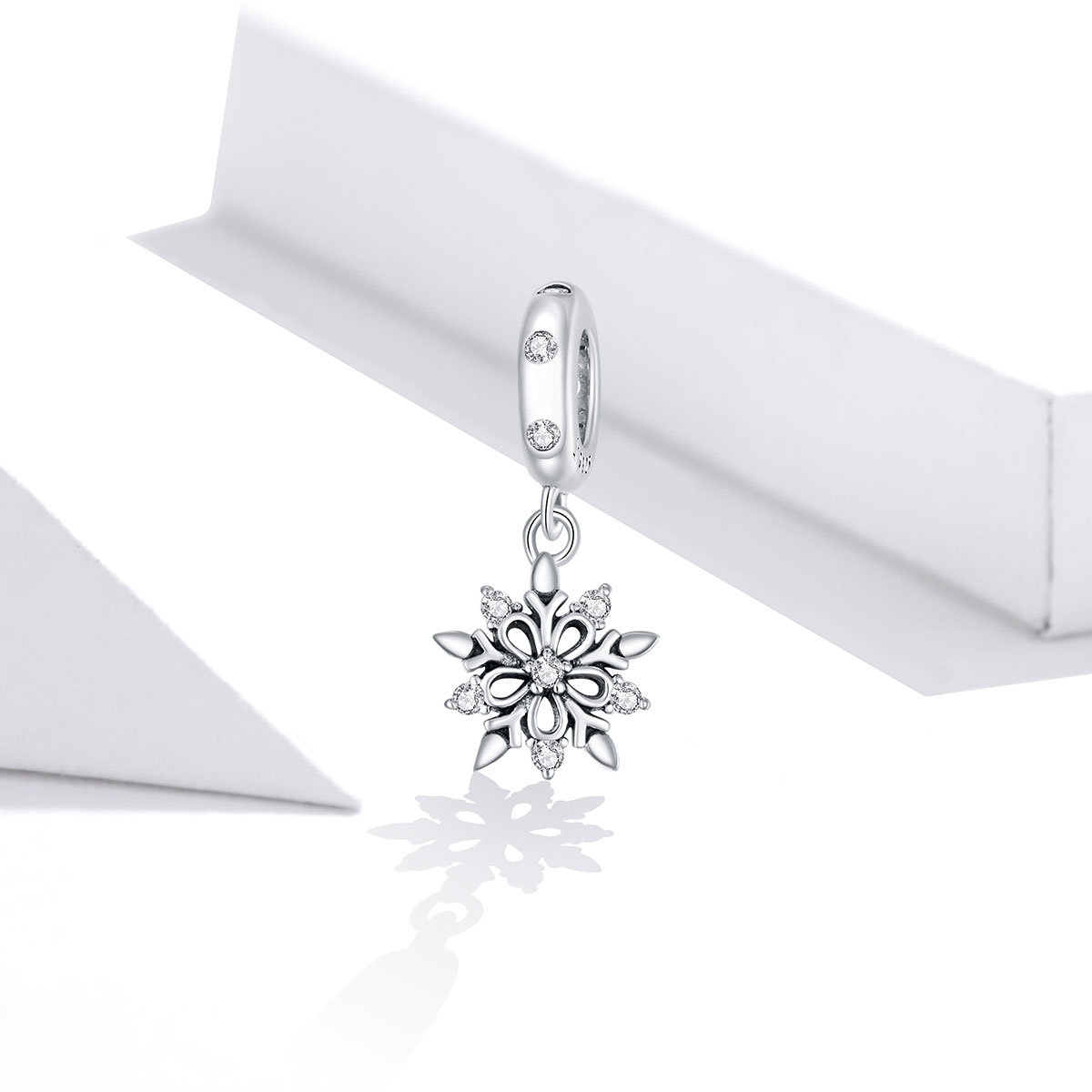 Pandora Style Crystal Snowflake Dangle Hangende Bedel - SCC1649