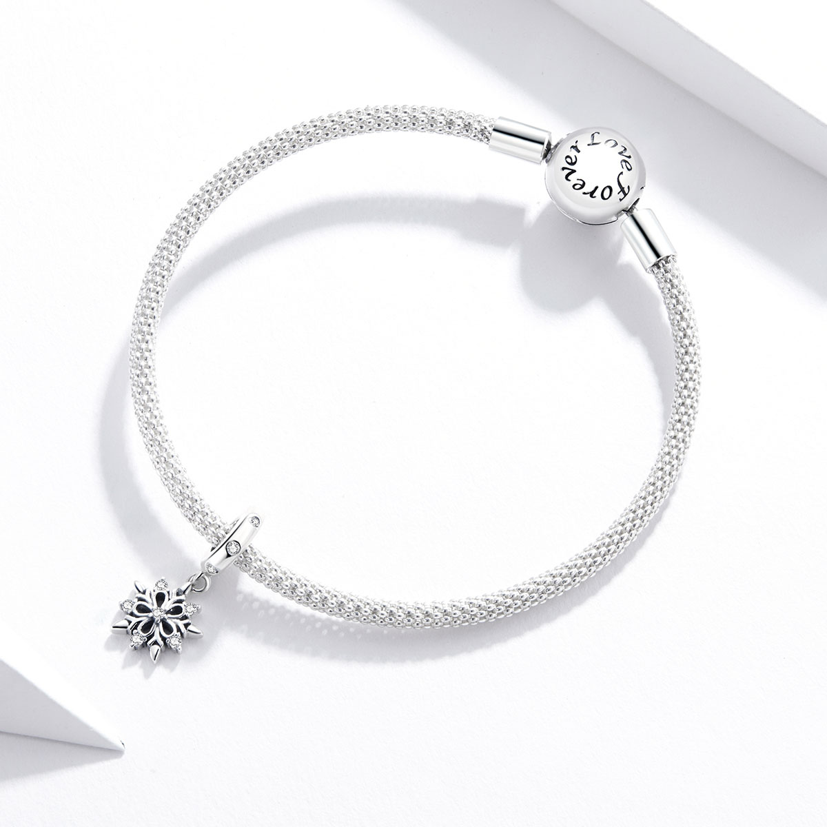 Pandora Style Crystal Snowflake Dangle Hangende Bedel - SCC1649