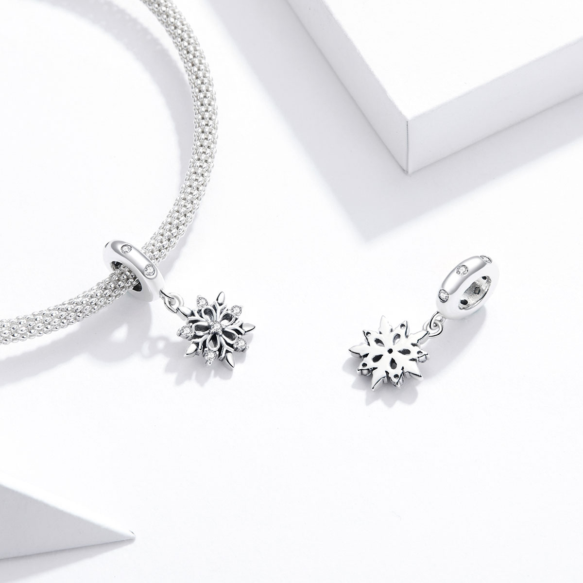 Pandora Style Crystal Snowflake Dangle Hangende Bedel - SCC1649