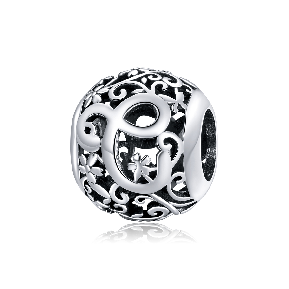 Pandora Style Opengewerkte Bloem Letter C Bedel - SCC1444-C