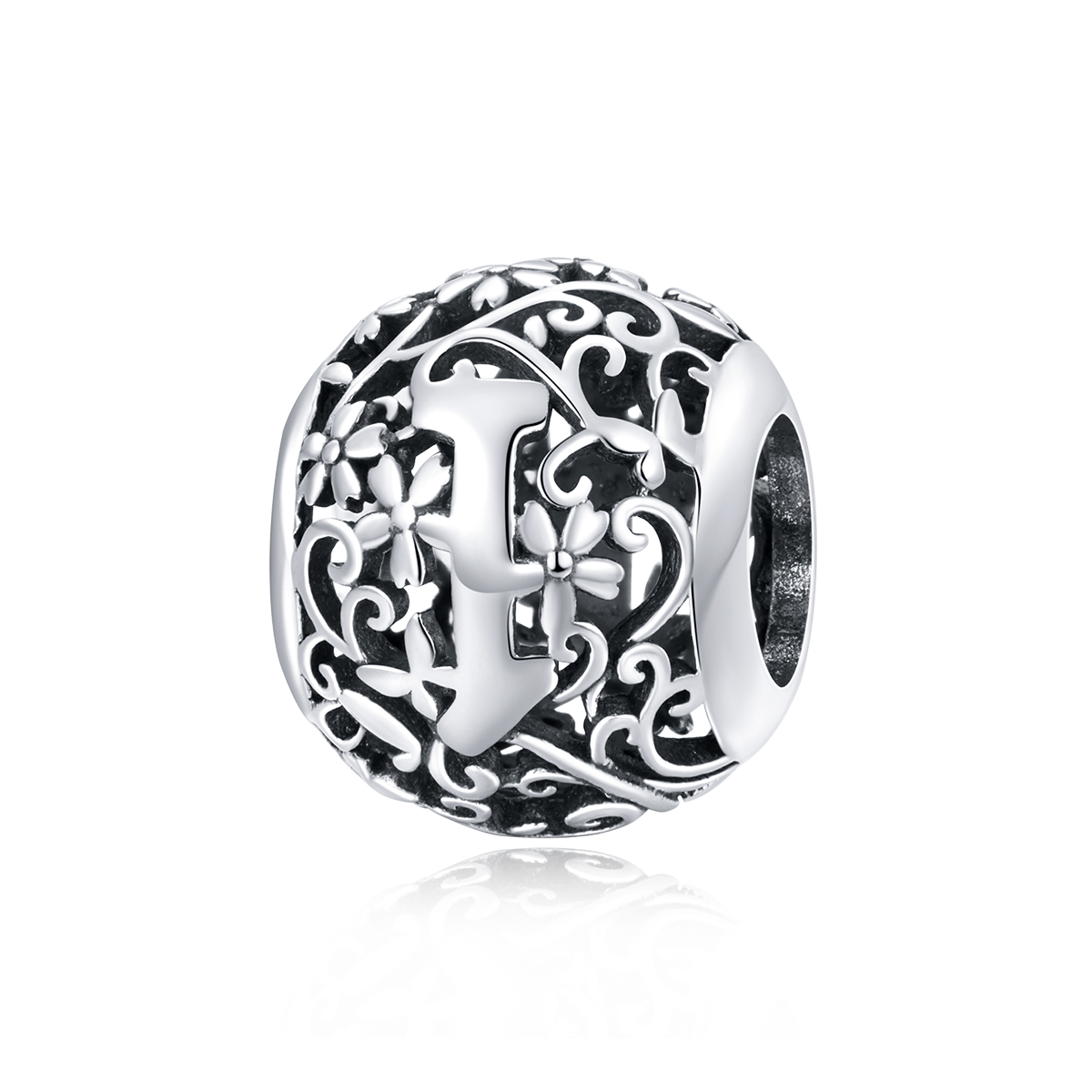 Pandora Style Opengewerkte bloemenletter I Bedel - SCC1444-I