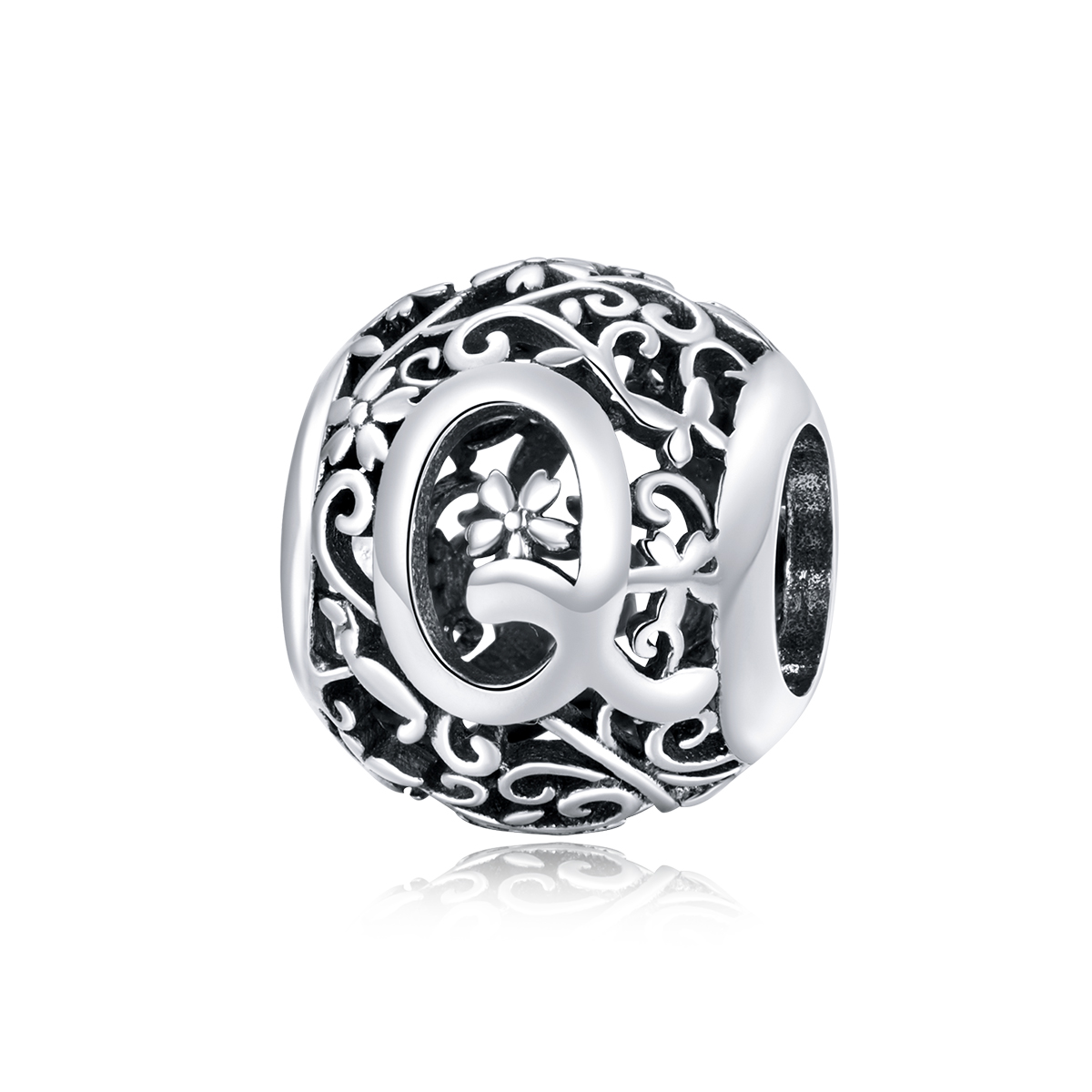 Pandora Style Opengewerkte bloemenletter Q Bedel - SCC1444-Q