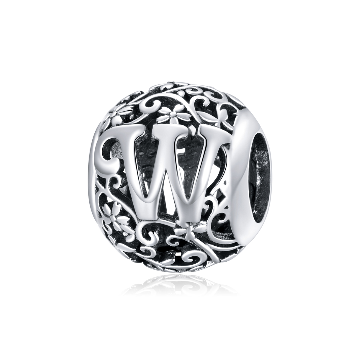 Pandora Style Opengewerkte bloemenletter W Bedel - SCC1444-W