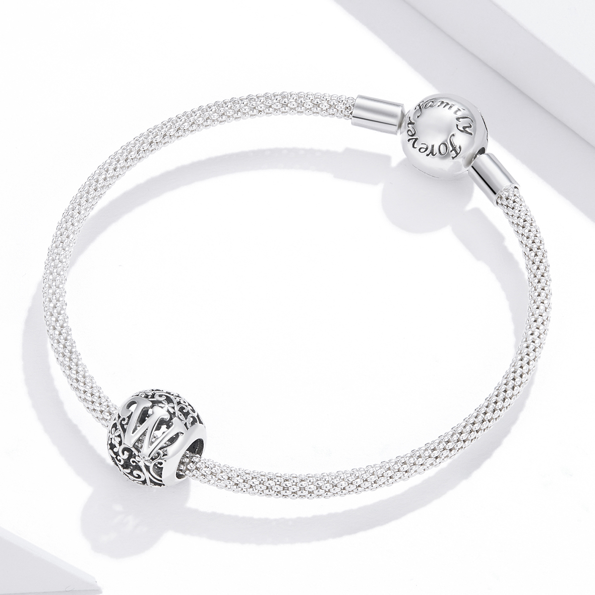 Pandora Style Opengewerkte bloemenletter W Bedel - SCC1444-W