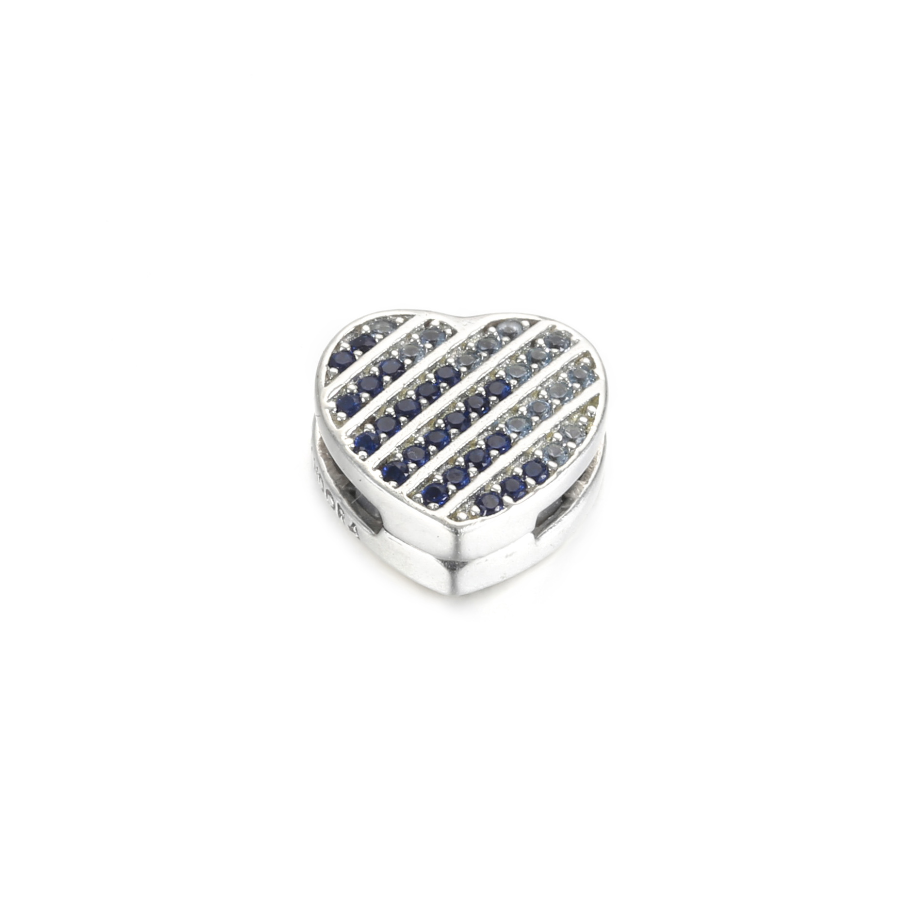 PANDORA Blauw Pavé Hart Clip Bedel - 799346C01