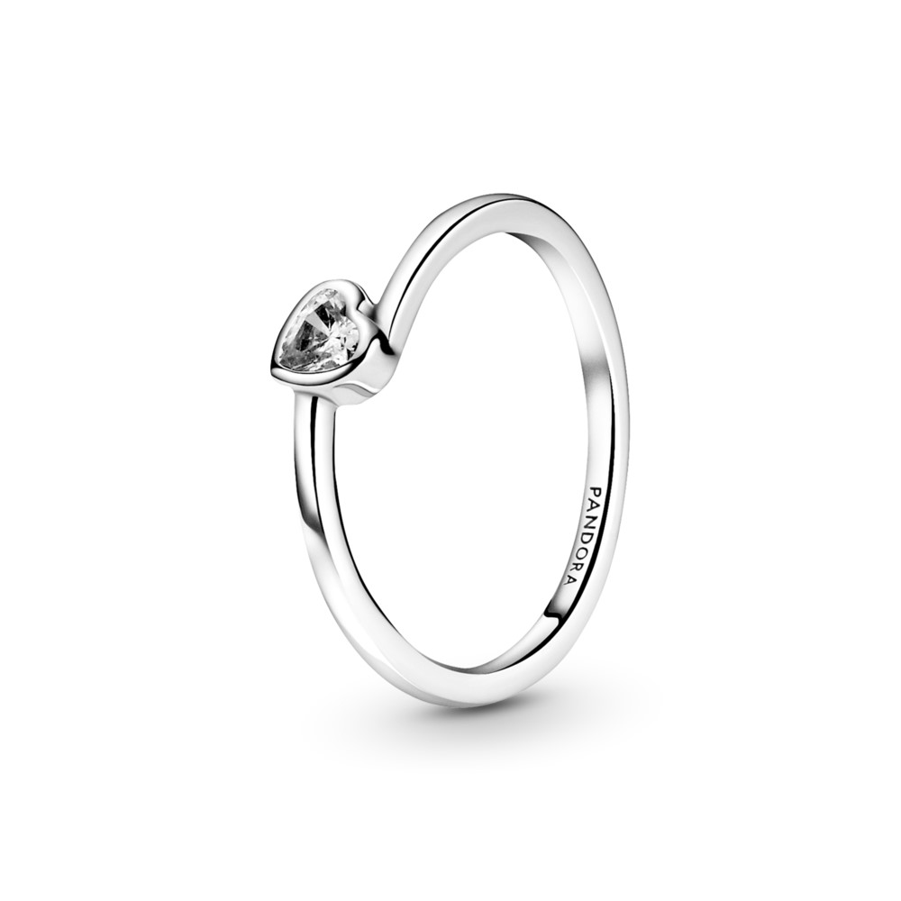 PANDORA Clear Tilted Heart Solitaire Ring - 199267C02