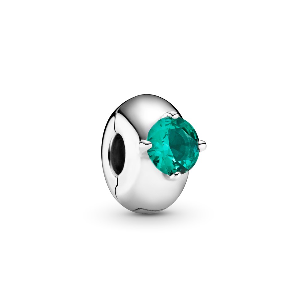 PANDORA Green Round Solitaire Clip Bedel - 799204C03