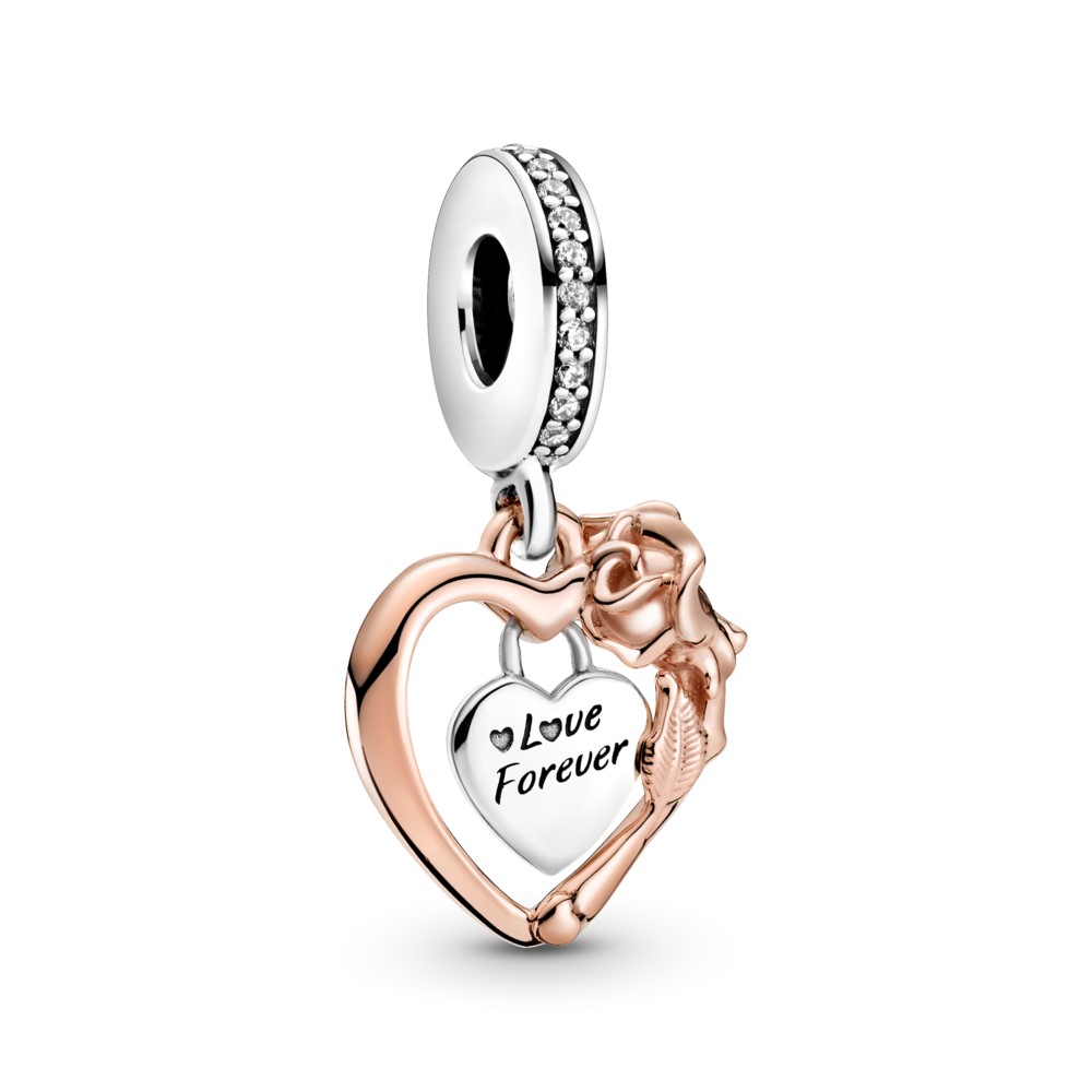 PANDORA Heart & Rose Flower Hangende Bedel - 789290C01