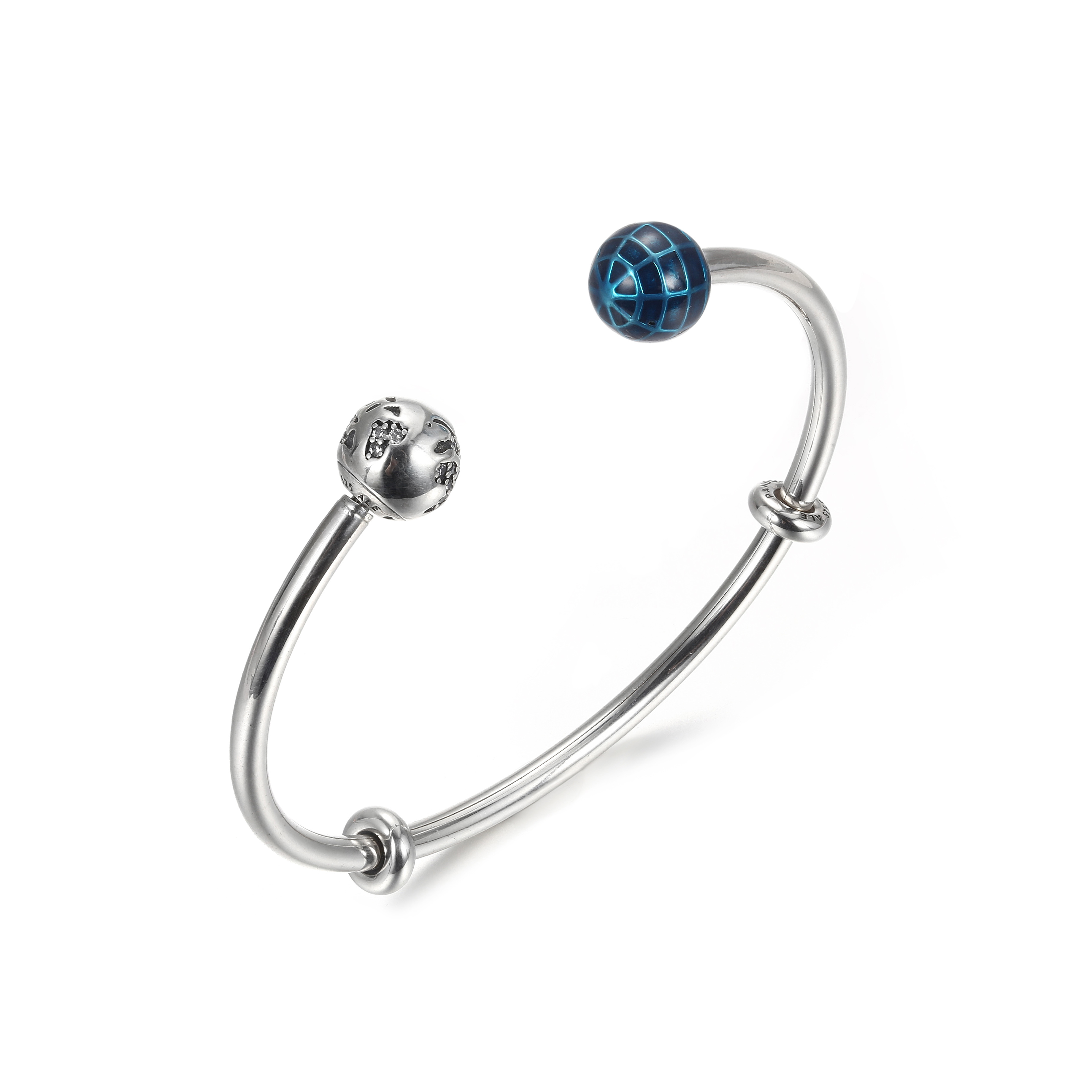 PANDORA blauwe planeet en bol Open Bangle - 599223C01