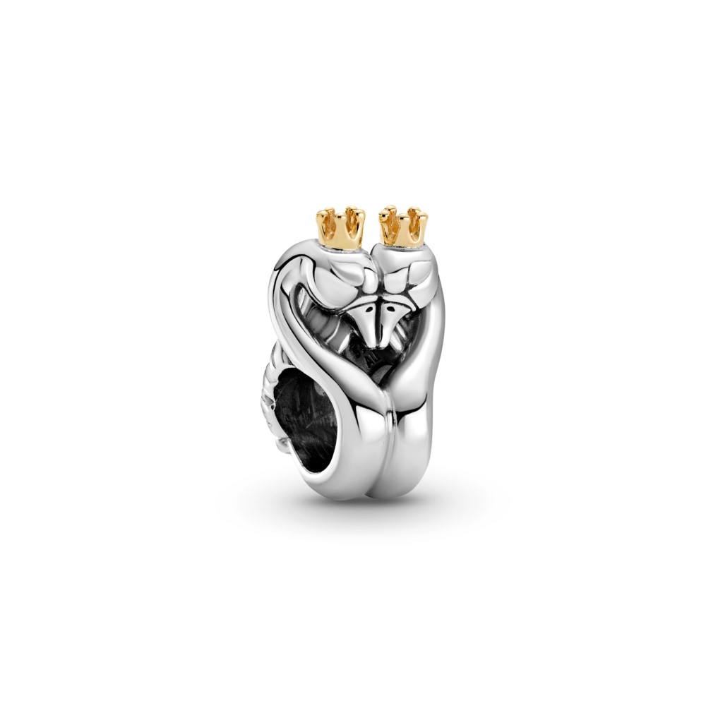 PANDORA Two-tone Swans & Heart Bedel