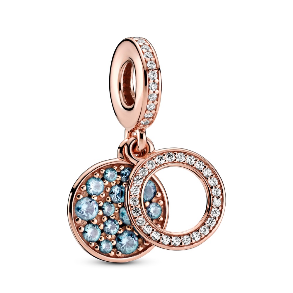 Sparkling Light Blue Disc Double Hangende Bedel 789186c03