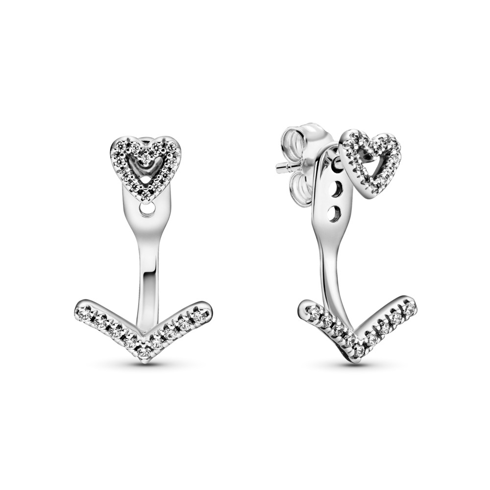 Sparkling Wishbone Heart Stud Earrings 299280c01