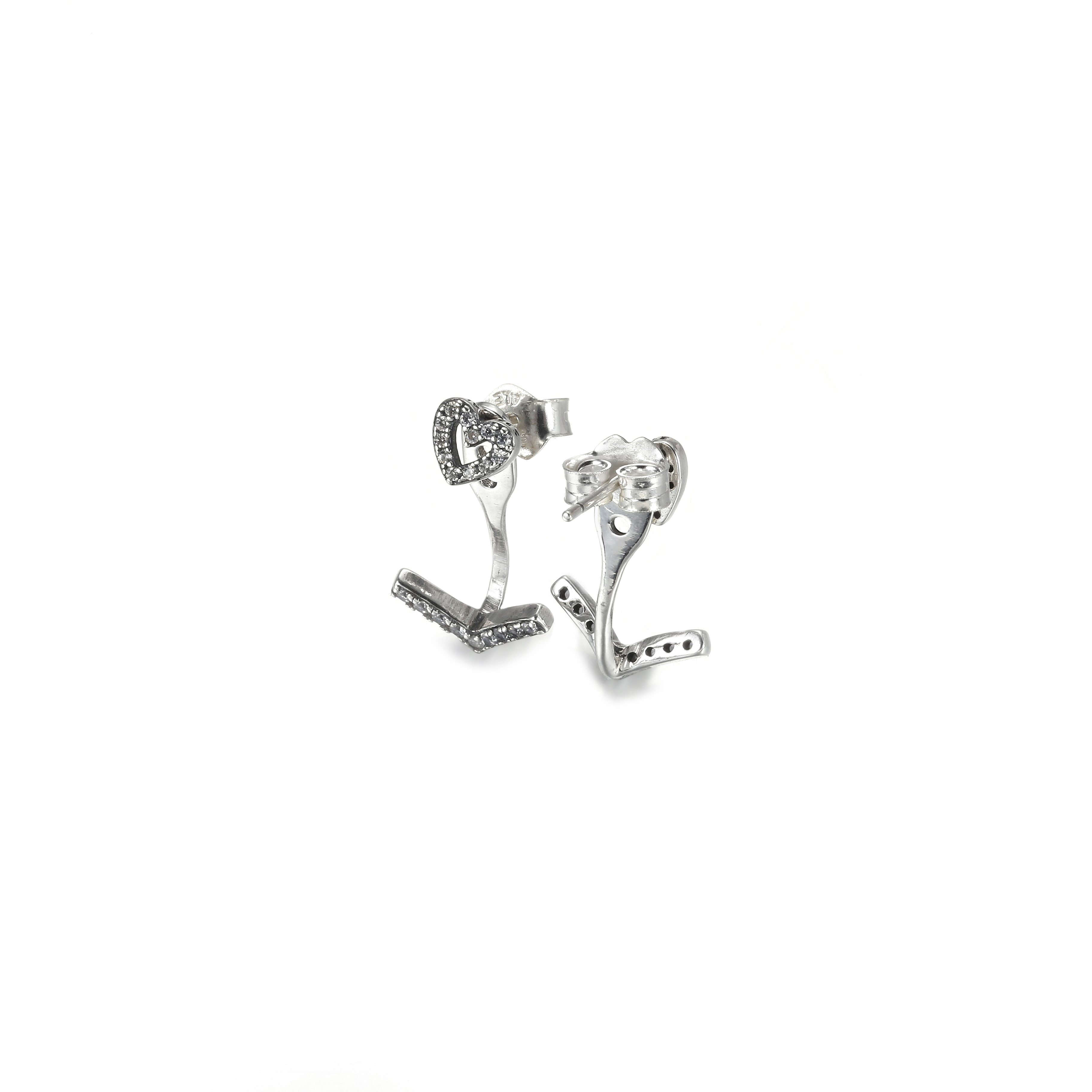 Sparkling Wishbone Heart Stud Earrings 299280c01