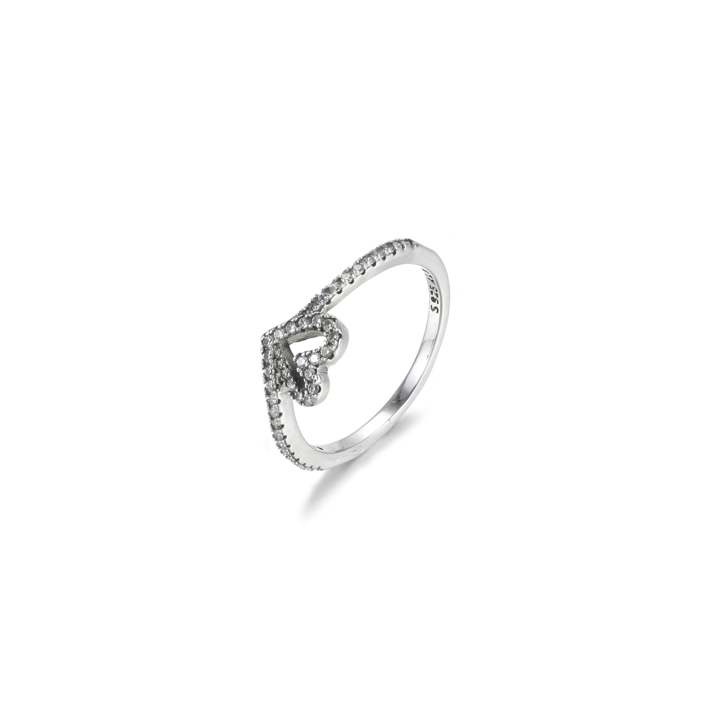 Sprankelende Wishbone Heart Ring 199302c01